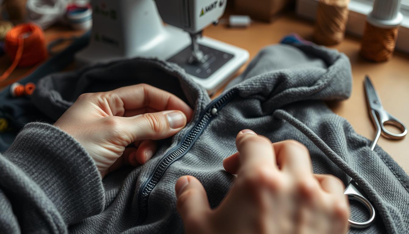 Attaching Zipper to Hoodie