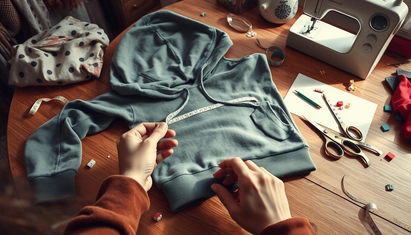 DIY V-neck hoodie conversion process DIY V-neck hoodie conversion process
