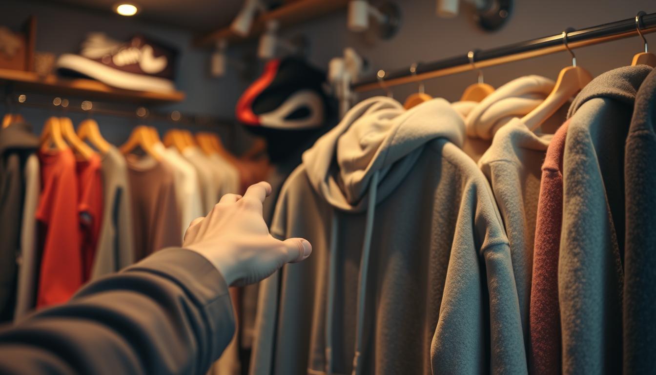 selecting a hoodie